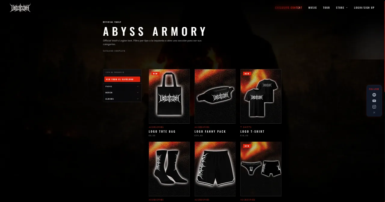 Captura del proyecto Web de banda con tienda y subscripciones (2 de 4)