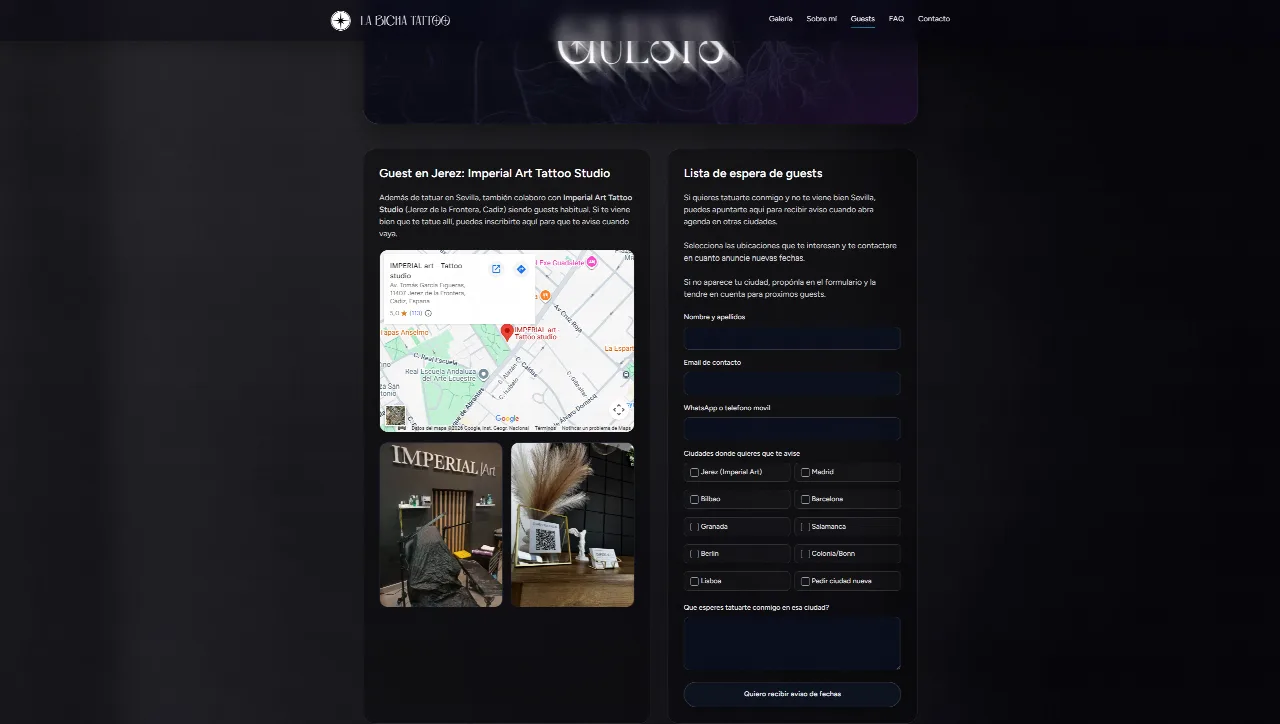 Captura del proyecto Portfolio y e-commerce: La bicha Tattoo (3 de 3)